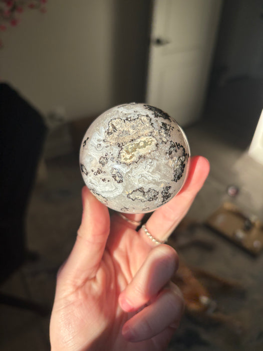 Druzy Natural Agate Spherulite geode sphere